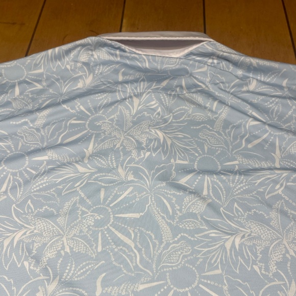 Bad Birdie Golf Polo Tropical Leaf Print Size Medium Color Light Blue - Picture 15 of 16